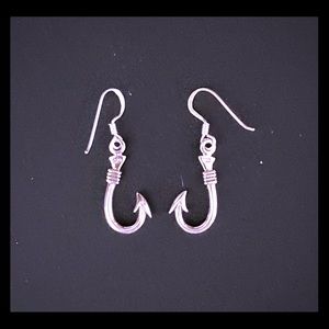 Sterling Silver Fishhook Beach Earrings